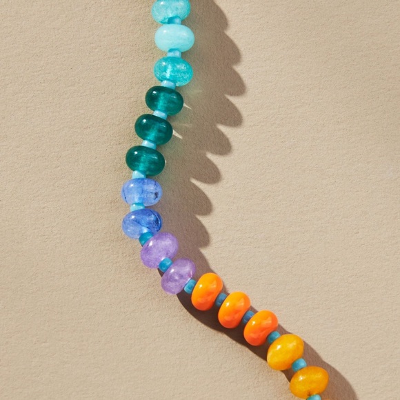 Anthro Rainbow Stone Necklace in Dark Denim - Picture 4 of 7